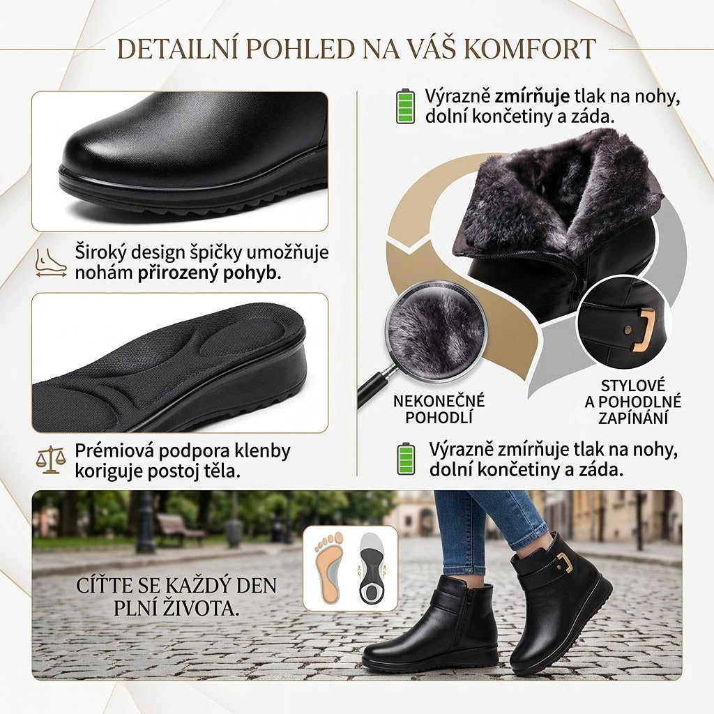 🔥Časově omezená nabídka dnes: sleva 50 %! ⏰- Zimní teplé kožené boty Corvolla®. 👍Ortopedická obuv navržená speciálně pro ženy. Podpora klenby pro snadnější chůzi.